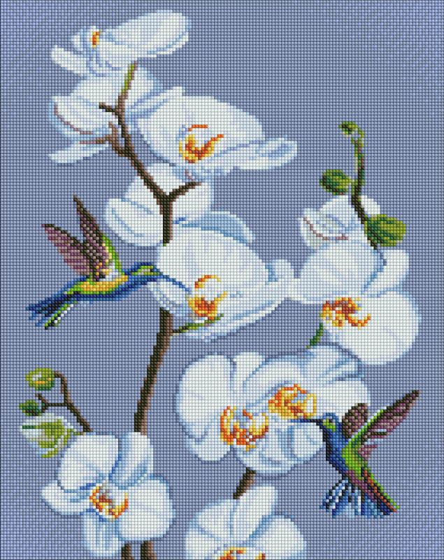 Diamond Painting - Blühende Orchideen mit holografischen Strasssteinen (AB) ©annasteshka