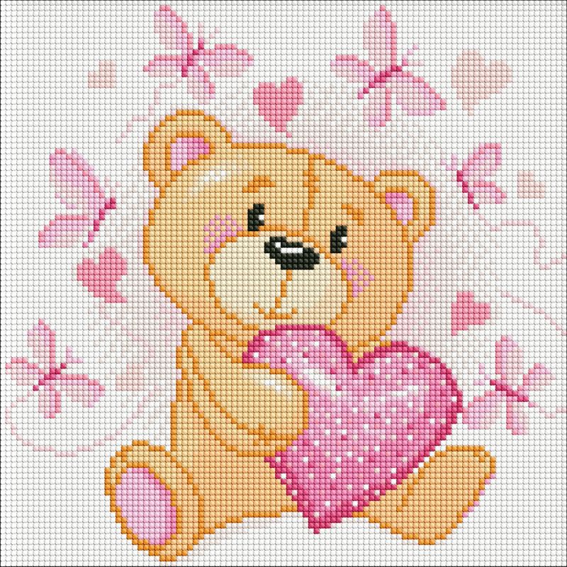 Diamond Painting - Kleiner Bärenjunge mit holografischen Strasssteinen (AB)
