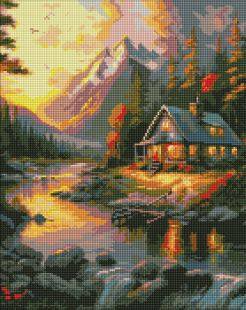 Diamond Painting - Goldener Sonnenuntergang mit holografischen Strasssteinen (AB) ©art_selena_ua