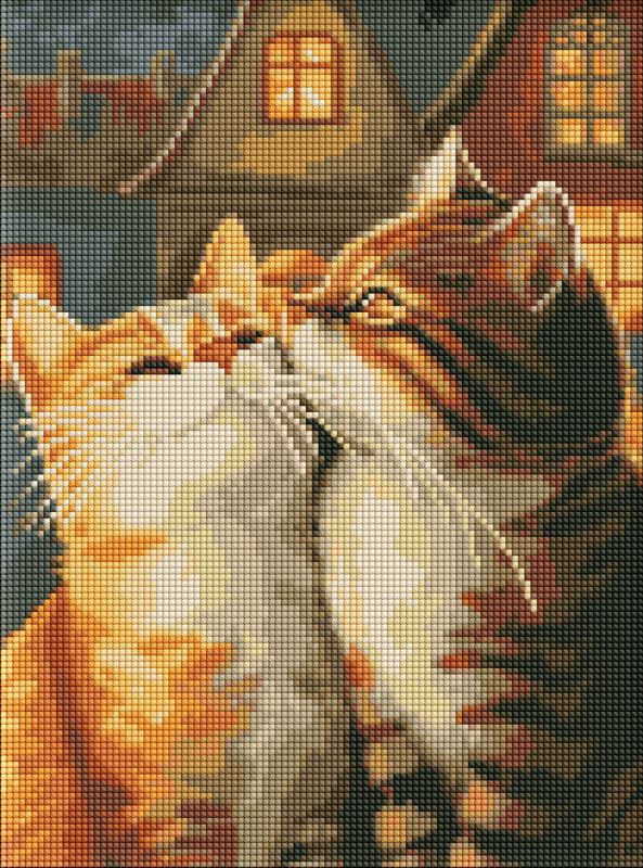 Diamond Painting ohne Rahmen - Verliebte Katzen ©art_selena_ua