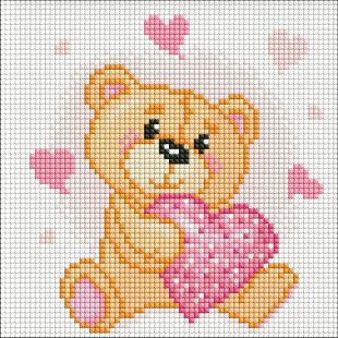 Diamond Painting ohne Rahmen - Kleiner Bärenjunge mit holografischen Strasssteinen (AB)