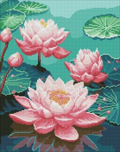 Diamond Painting - Rosa Lilien mit holografischen Strasssteinen (AB) ©art_selena_ua