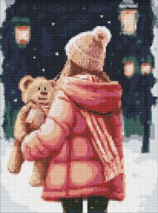 Diamond Painting - Auf einem Winterspaziergang mit holografischen Strasssteinen (AB) ©art_selena_ua