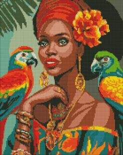 Diamond Painting - Afrikanische Fashionista mit holografischen Strasssteinen (AB) ©art_selena_ua