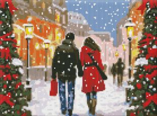 Diamond Painting ohne Rahmen - Weihnachtliche Atmosphäre mit holografischen Strasssteinen (AB) ©art_selena_ua