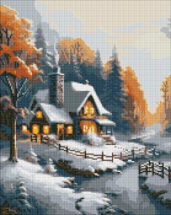 Diamond Painting - Winterhaus mit holografischen Strasssteinen (AB) ©art_selena_ua