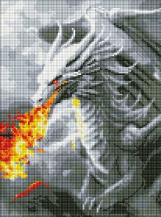 Diamond Painting ohne Rahmen - Feuerspuckender Drache mit holografischen Strasssteinen (AB) ©art_selena_ua