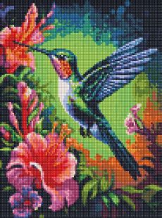 Diamond Painting ohne Rahmen - Ein anmutiger Kolibri mit holografischen Strasssteinen (AB) ©art_selena_ua