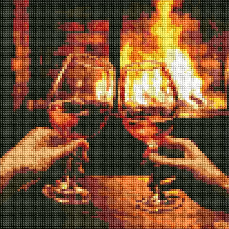 Diamond Painting ohne Rahmen - Aufwärmen am Kamin ©art_selena_ua