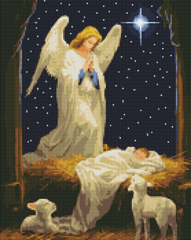 Diamond Painting - Unter dem Schutz eines Engels mit holografischen Strasssteinen (AB) ©art_selena_ua