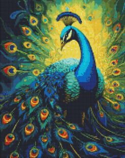 Diamond Painting - Eleganter Pfau mit holografischen Strasssteinen (AB) ©art_selena_ua