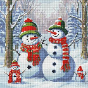 Diamond Painting - Magische Schneemänner mit holografischen Strasssteinen (AB) ©art_selena_ua
