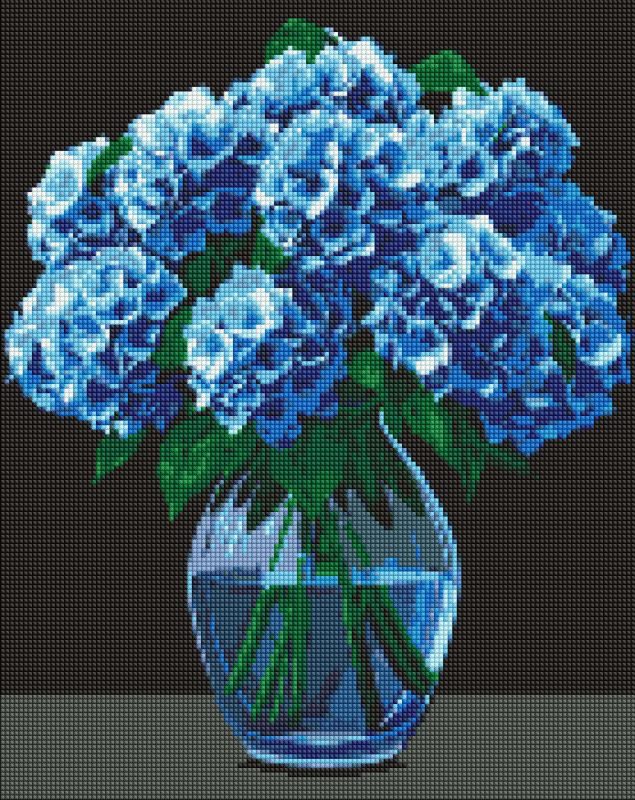 Diamond Painting - Hortensien-Bouquet mit holografischen Strasssteinen (AB) ©art_selena_ua