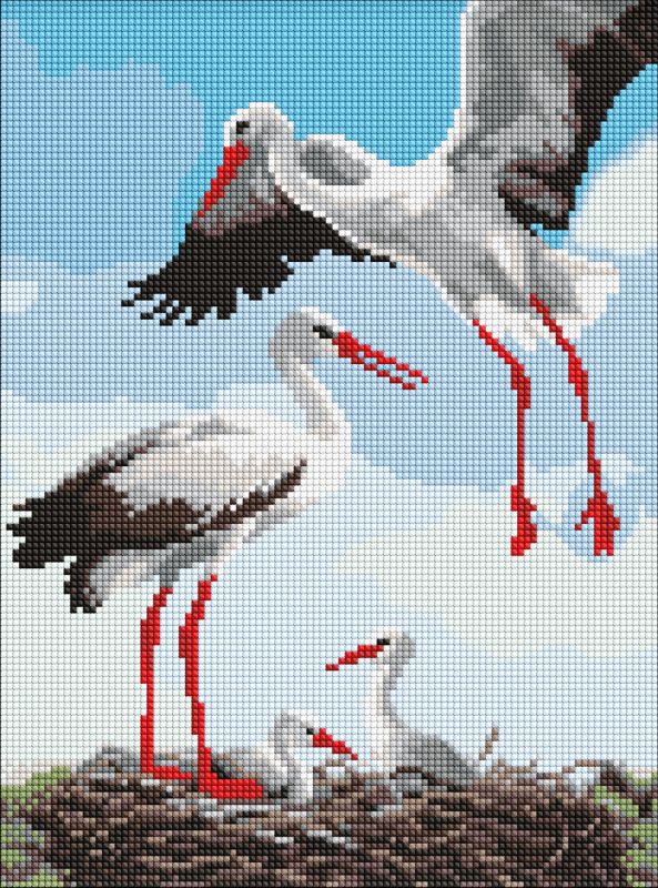 Diamond mosaic - A family of storks ©art_selena_ua
