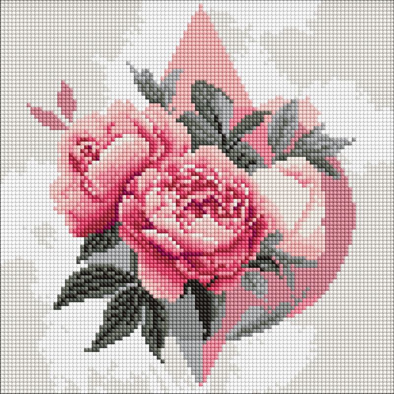 Diamond Painting - Geometrische Formen mit Pfingstrosen ©art_selena_ua