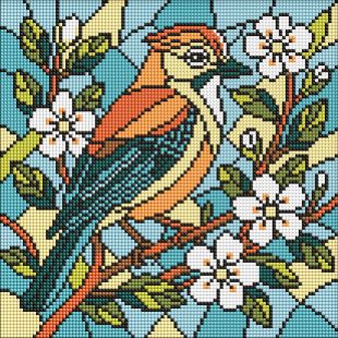 Diamond Painting - Buntglasfenster. Eine Elster ©art_selena_ua