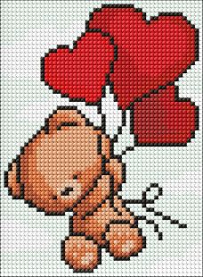 Diamond Painting ohne Rahmen - Liebenswerter Teddybär mit holografischen Strasssteinen (AB) ©Mariia Davydova