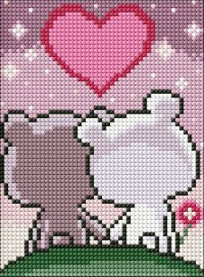 Diamond Painting ohne Rahmen - Verliebte Teddybären mit holografischen Strasssteinen (AB) ©Mariia Davydova