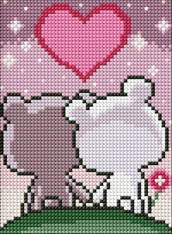 Diamond Painting ohne Rahmen - Verliebte Teddybären mit holografischen Strasssteinen (AB) ©Mariia Davydova