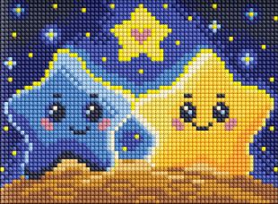 Diamond Painting ohne Rahmen - Verliebte Sterne mit holografischen Strasssteinen (AB) ©Mariia Davydova