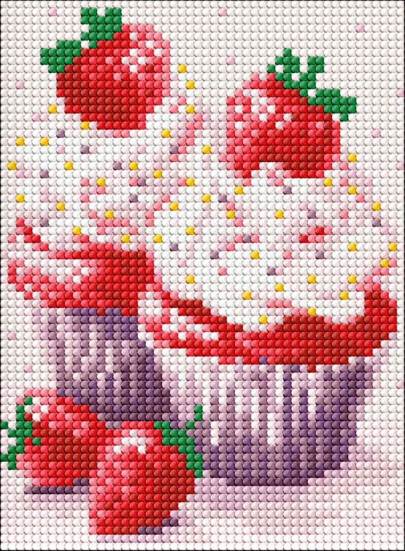 Diamond Painting ohne Rahmen - Appetitliche Nachspeise mit holografischen Strasssteinen (AB) ©Mariia Davydova