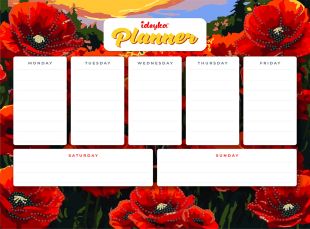 Magnetischer Planer mit Diamantmosaik - Mohnblumen ©art_selena_ua