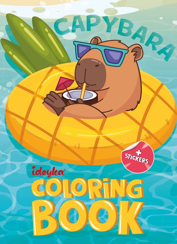 Malbuch mit Aufklebern - Capybara im Urlaub