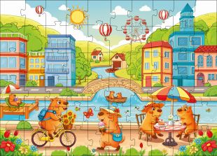 Puzzles Capybara in der Großstadt, 60 Teilen ©art_selena_ua