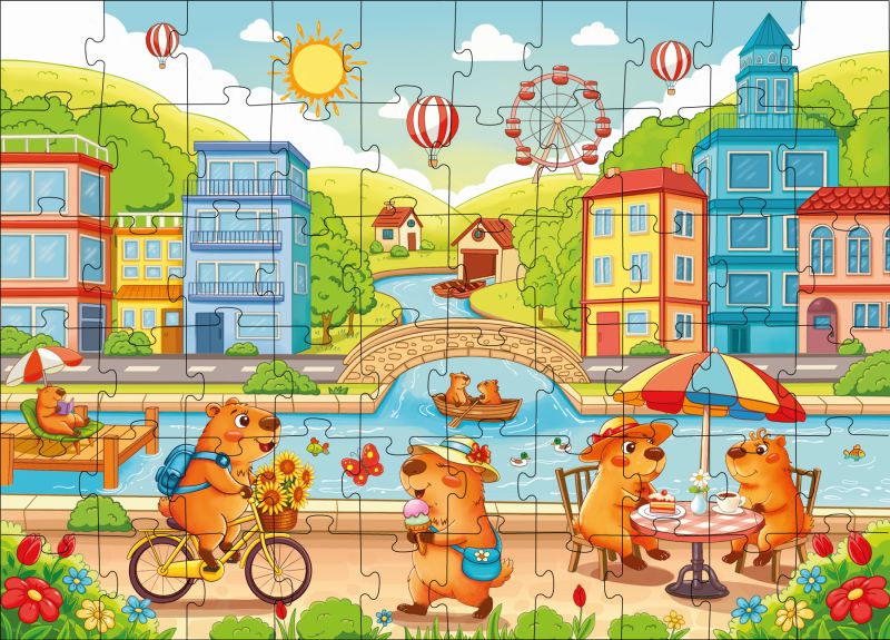 Puzzles Capybara in der Großstadt, 60 Teilen ©art_selena_ua